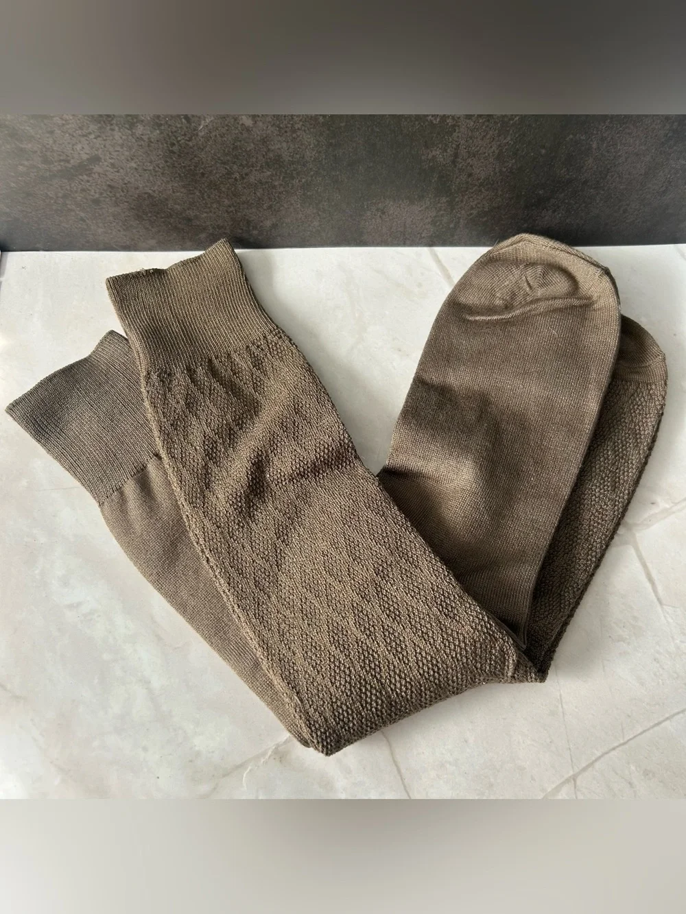 Men's Brown Textured Crew Socks 2 Pairs